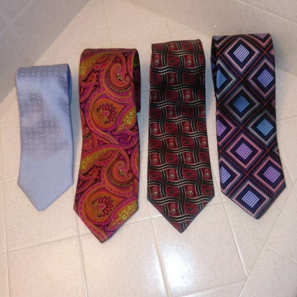 4 designer silk ties, 3 Robert Talbott/CELINE